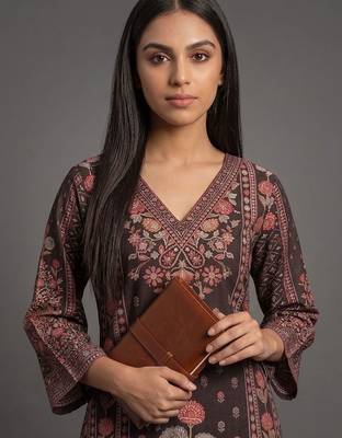 smart women printed kurta with trousers 5