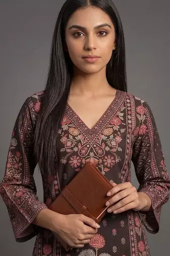 smart women printed kurta with trousers