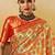 Orange women ethnic motifs printed zari kanjeevaram saree