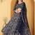 Navy Blue Double Net Hand Embroidered Lehenga Set