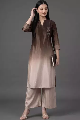 formal women dyed kurta with palazzos