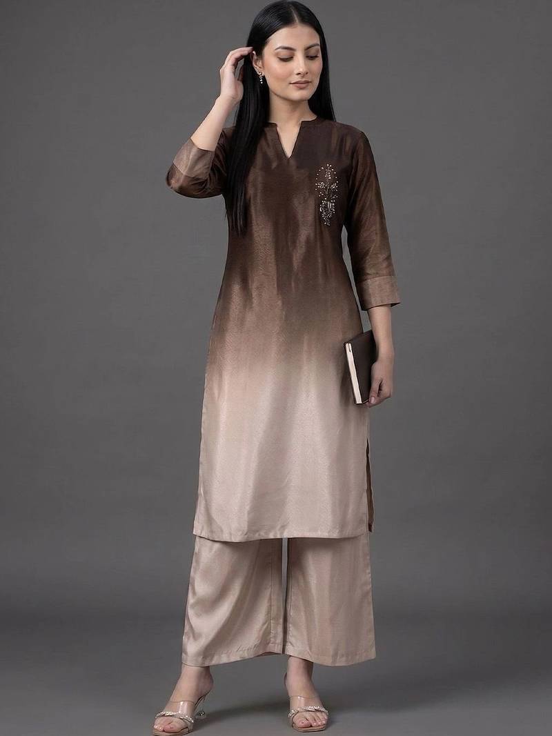 formal women dyed kurta with palazzos