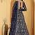 Navy Blue Double Net Hand Embroidered Lehenga Set