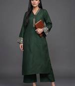 structured women embroidered kurta with palazzos