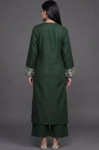 structured women embroidered kurta with palazzos