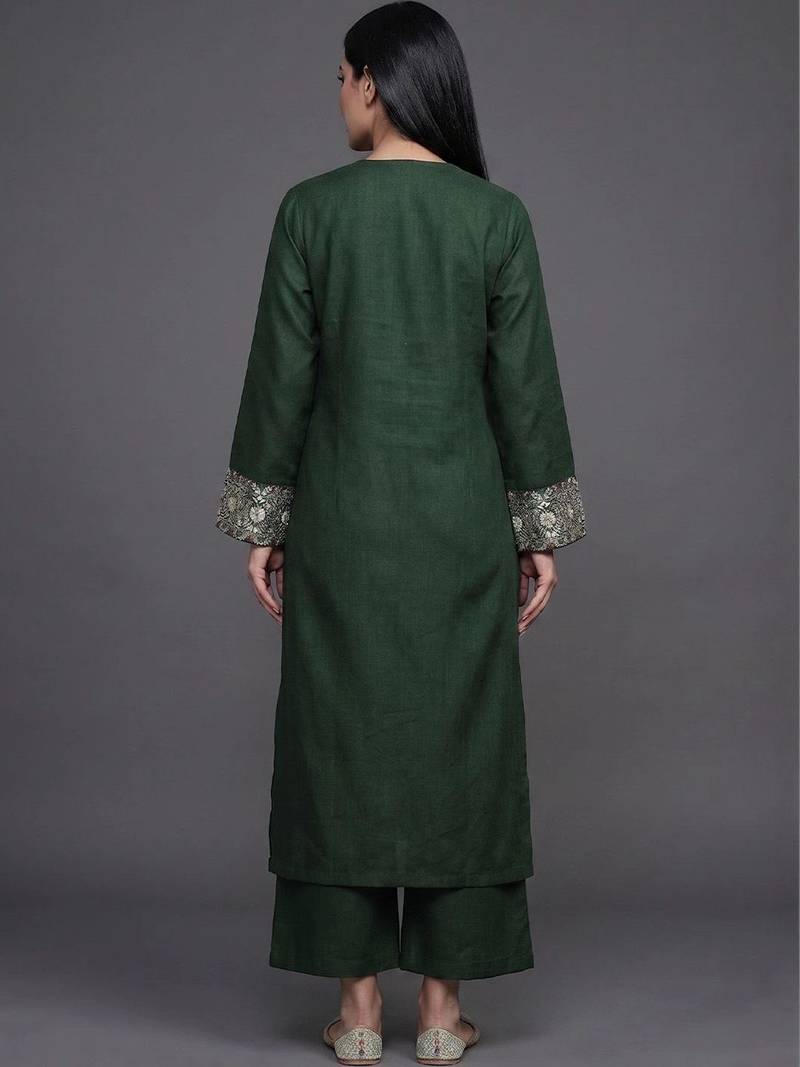 structured women embroidered kurta with palazzos