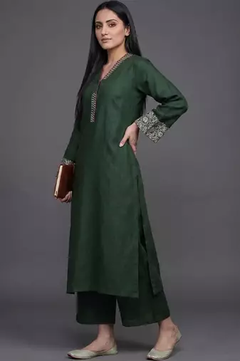 structured women embroidered kurta with palazzos