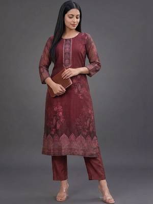 formal women printed kurta with trousers with dupatta 1
