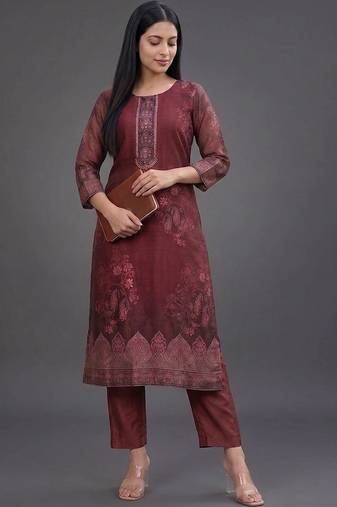 formal women printed kurta with trousers with dupatta