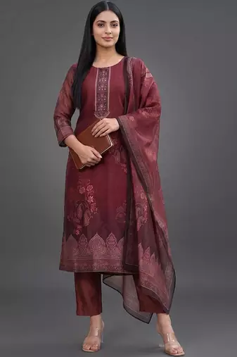 formal women printed kurta with trousers with dupatta