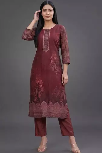 formal women printed kurta with trousers with dupatta
