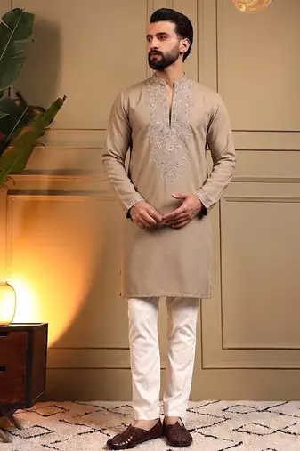 Navy blue star silk embroidery sequence work premium designer only kurta