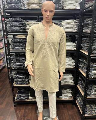 Navy blue star silk embroidery sequence work premium designer only kurta 2