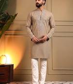 Navy blue star silk embroidery sequence work premium designer kurta pajama