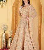 Gold Double Net Hand Embroidered Lehenga Set