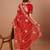red bandhani embroidered bandhani saree
