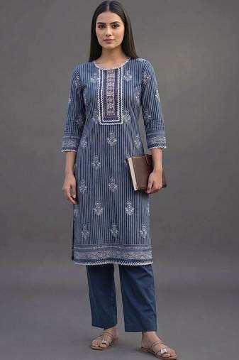 everyday workwear women printed kurta with trousers with dupatta
