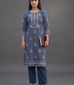 everyday workwear women printed kurta with trousers with dupatta