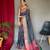 Grey ethnic motifs woven design zari silk blend banarasi saree