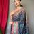 Grey ethnic motifs woven design zari silk blend banarasi saree