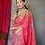 pink ethnic motif printed zari patola saree
