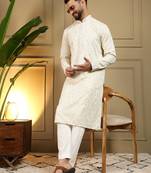 Yellow heavy khadi cotton embroidery mirror work premium designer only kurta