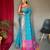 blue ethnic motifs woven design zari silk blend banarasi saree