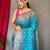 blue ethnic motifs woven design zari silk blend banarasi saree