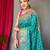 teal ethnic motifs silk blend patola zari saree with tassel