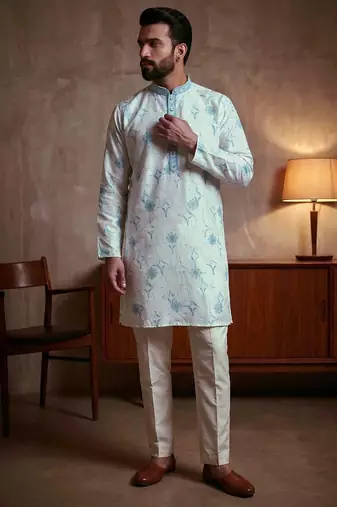 Multi star silk embroidery sequence & printed work premium designer only kurta