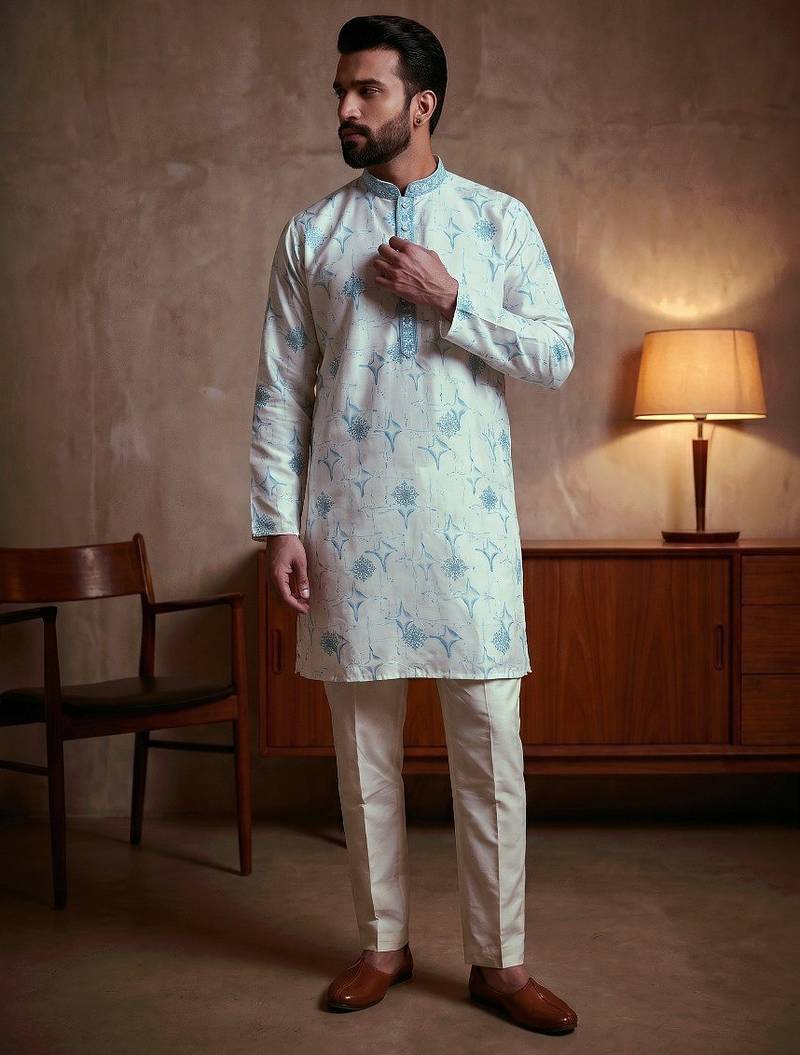 Multi star silk embroidery sequence & printed work premium designer only kurta