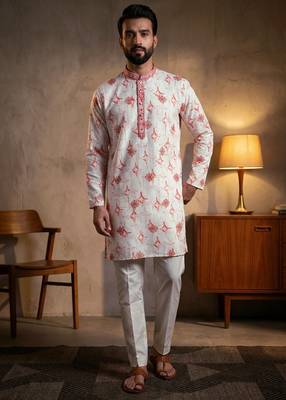 Multi star silk embroidery sequence & printed work premium designer only kurta 1