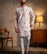 Multi star silk embroidery sequence & printed work premium designer kurta pajama