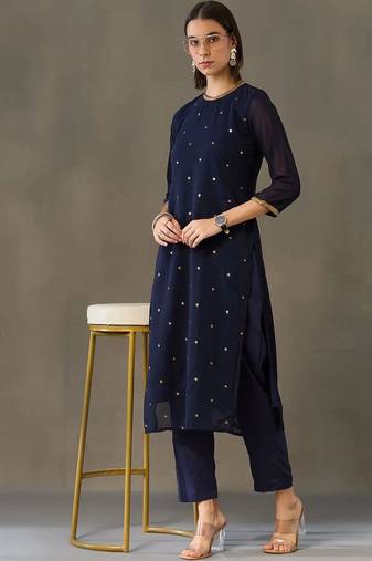 tailored women embroidered kurta with trousers
