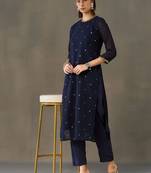 tailored women embroidered kurta with trousers