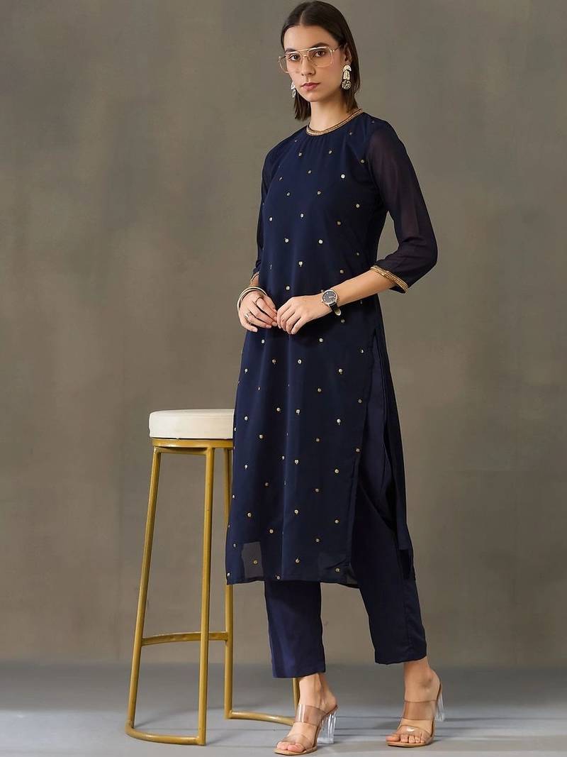 tailored women embroidered kurta with trousers