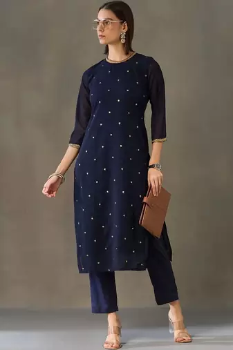 tailored women embroidered kurta with trousers