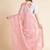 Peach floral sequinned organza saree