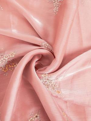 Peach floral sequinned organza saree 4