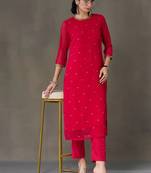 structured women embroidered kurta with trousers