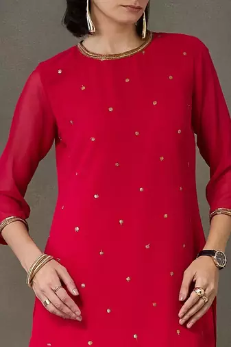 structured women embroidered kurta with trousers