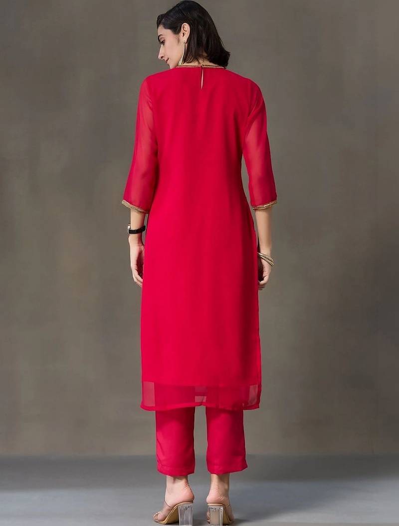 structured women embroidered kurta with trousers