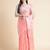 Peach peach coloured floral sequinned embroidered organza saree