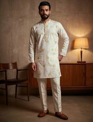 Multi heavy jacquard jacquard work premium designer kurta pajama 2