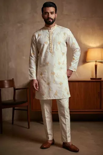 Multi heavy jacquard jacquard work premium designer kurta pajama
