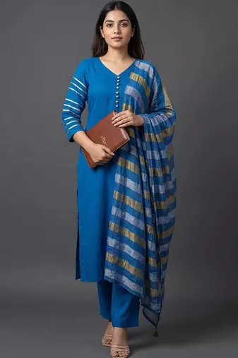 tailored women kurta with trousers with dupatta