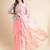 Peach peach coloured floral sequinned embroidered organza saree