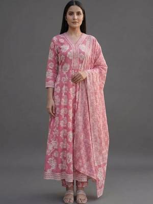 formal women printed kurta with trousers with dupatta 1