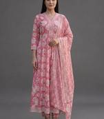 formal women printed kurta with trousers with dupatta