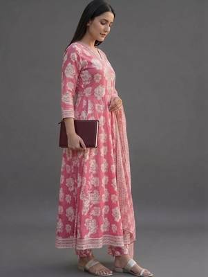 formal women printed kurta with trousers with dupatta 6